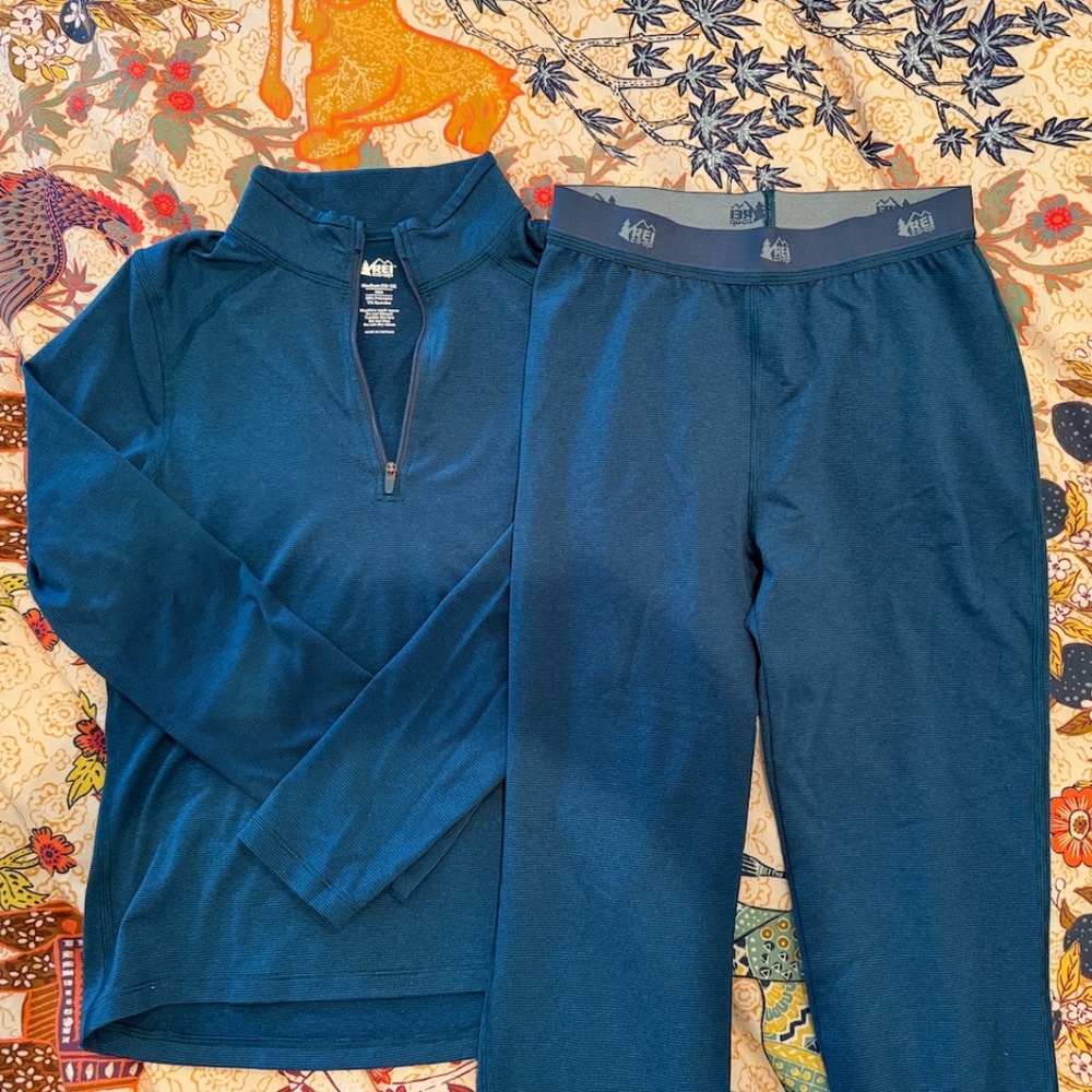 REI Kids Midweight Base Layer Zip-Neck Top and Bottoms